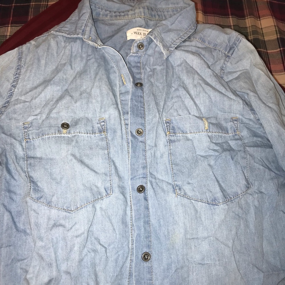 girls denim button up